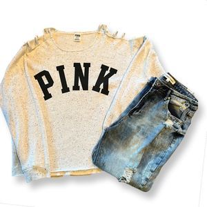 SEXY PINK CUTOUT SHOULDER SWEATSHIRT SIZE LARGE!